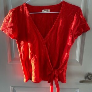 Red Madewell Wrap Top